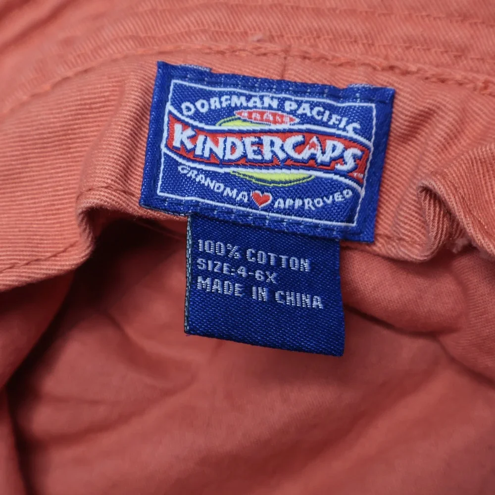 VTG 90s Y2K Orange Floral Bucket Hat Kids 4-6X Blue Hibiscus‎ Flowers Kindercaps